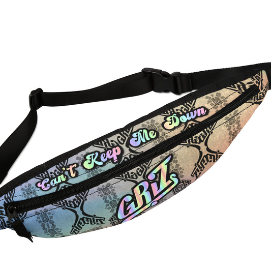 Adjustable Griz Holographic Zipper Fanny Pack for Party Rave Music Festival Concert Essential Item Men and Women