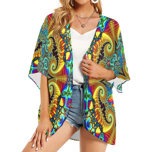 Fractals Women's Psychedelic Kimono Chiffon Cover Up