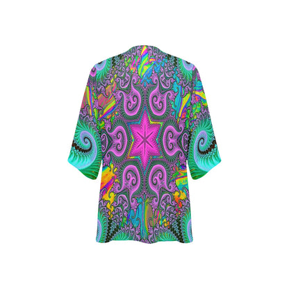 Fractals Women's Psychedelic Kimono Chiffon Cover Up