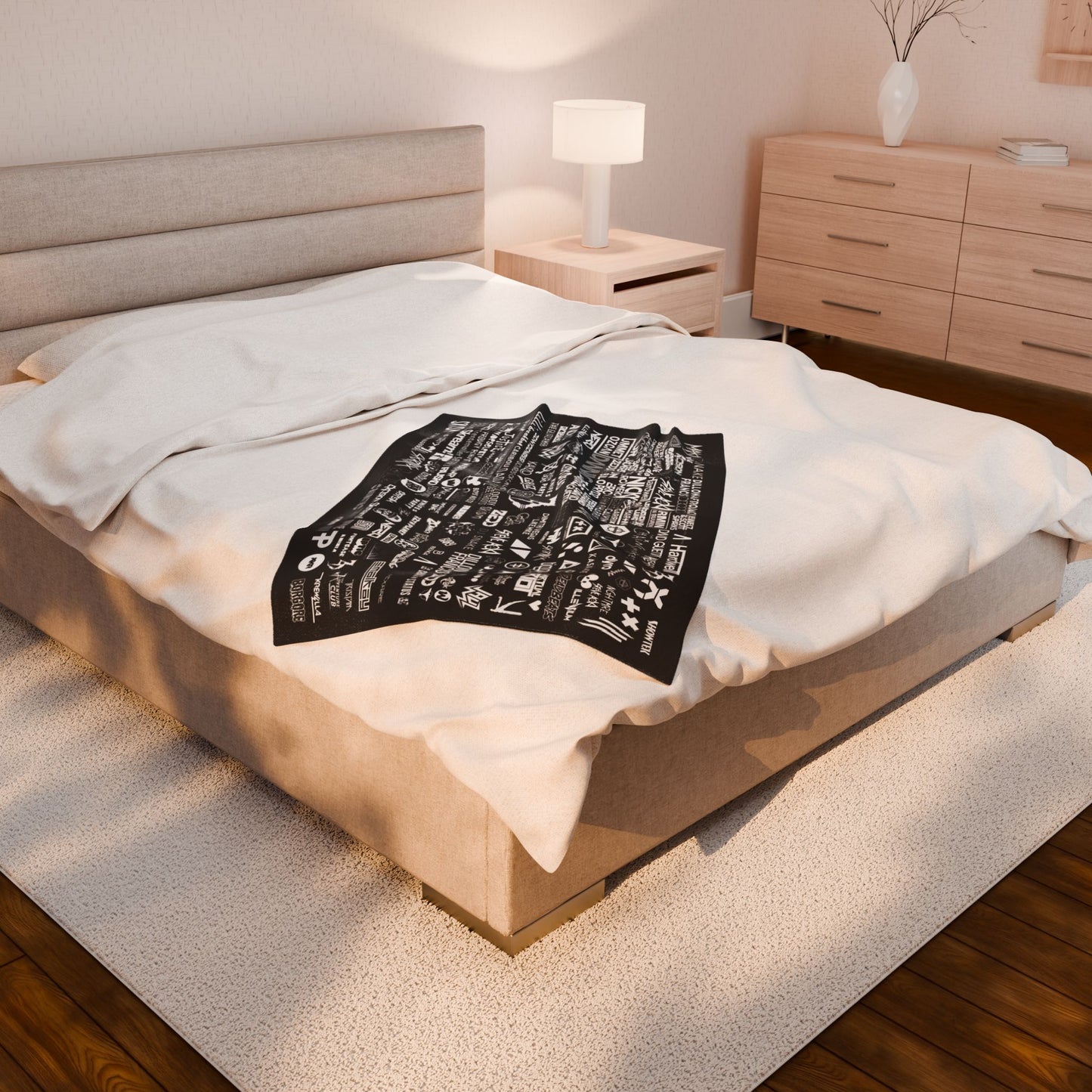 Personalized EDM Artist Logo Collage Throw Blanket for Rave, Music Festival, Concert