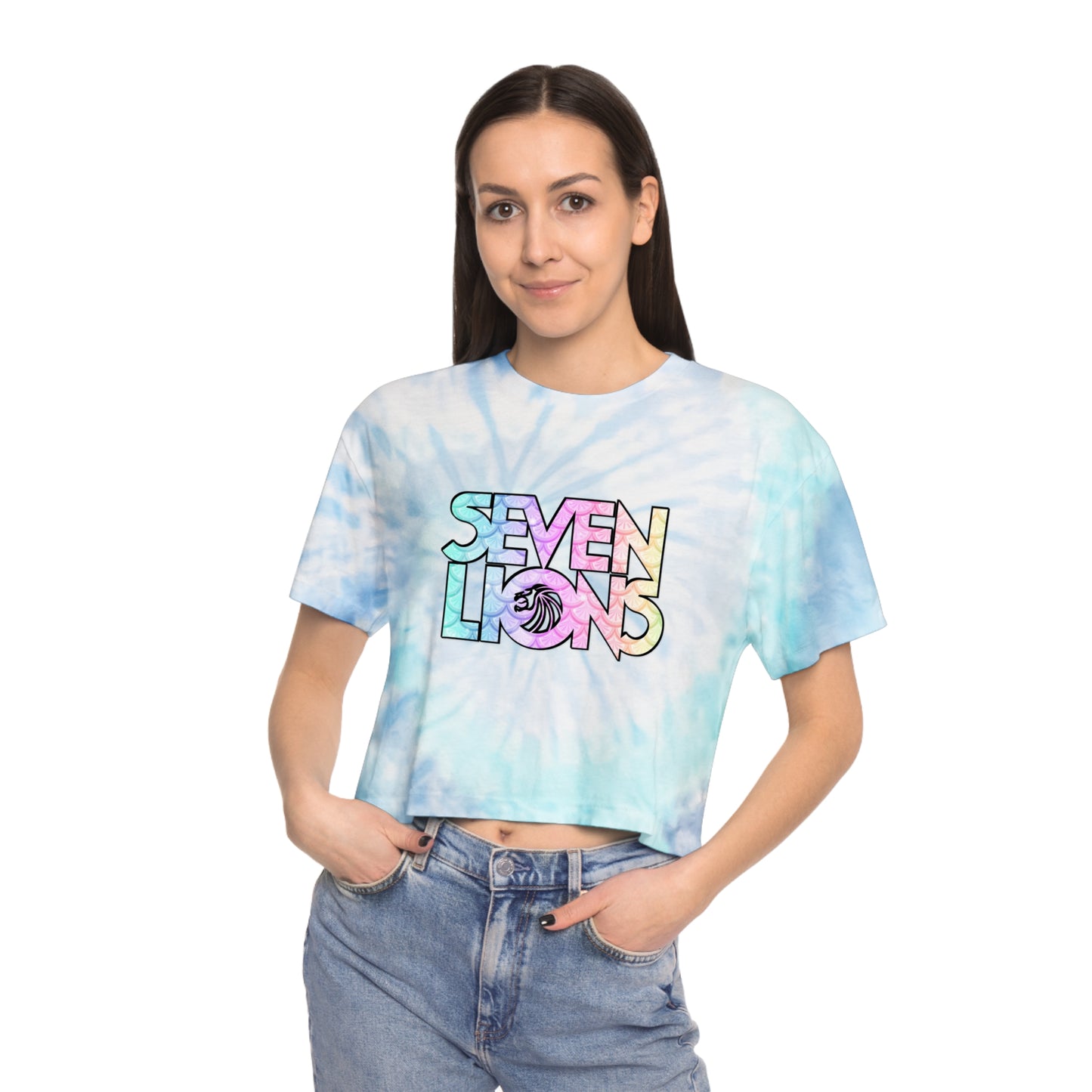 Seven Lions Women's Tie-Dye Crop Top Sweat Proof Rave Music Festival Shirt