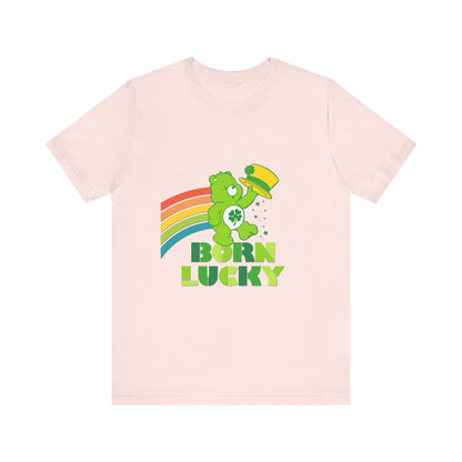 Born Lucky Cotton Jersey Short Sleeve Tee Mens Womens Unisex
