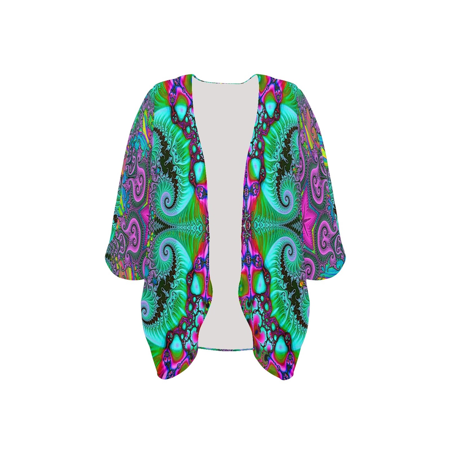 Fractals Women's Psychedelic Kimono Chiffon Cover Up