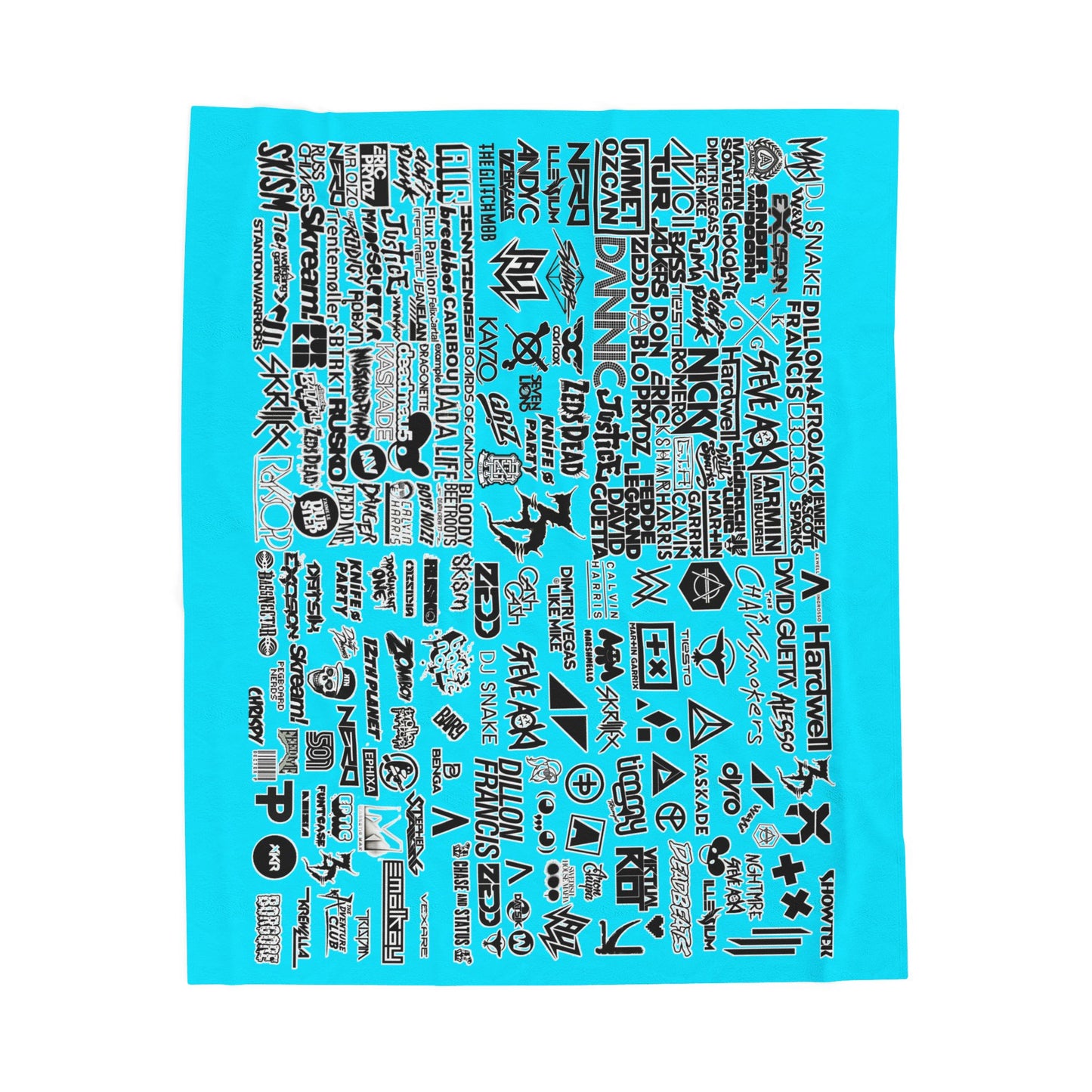 Personalized EDM Artist Logo Collage Throw Blanket for Rave, Music Festival, Concert