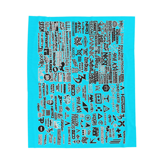 Personalized EDM Artist Logo Collage Throw Blanket for Rave, Music Festival, Concert