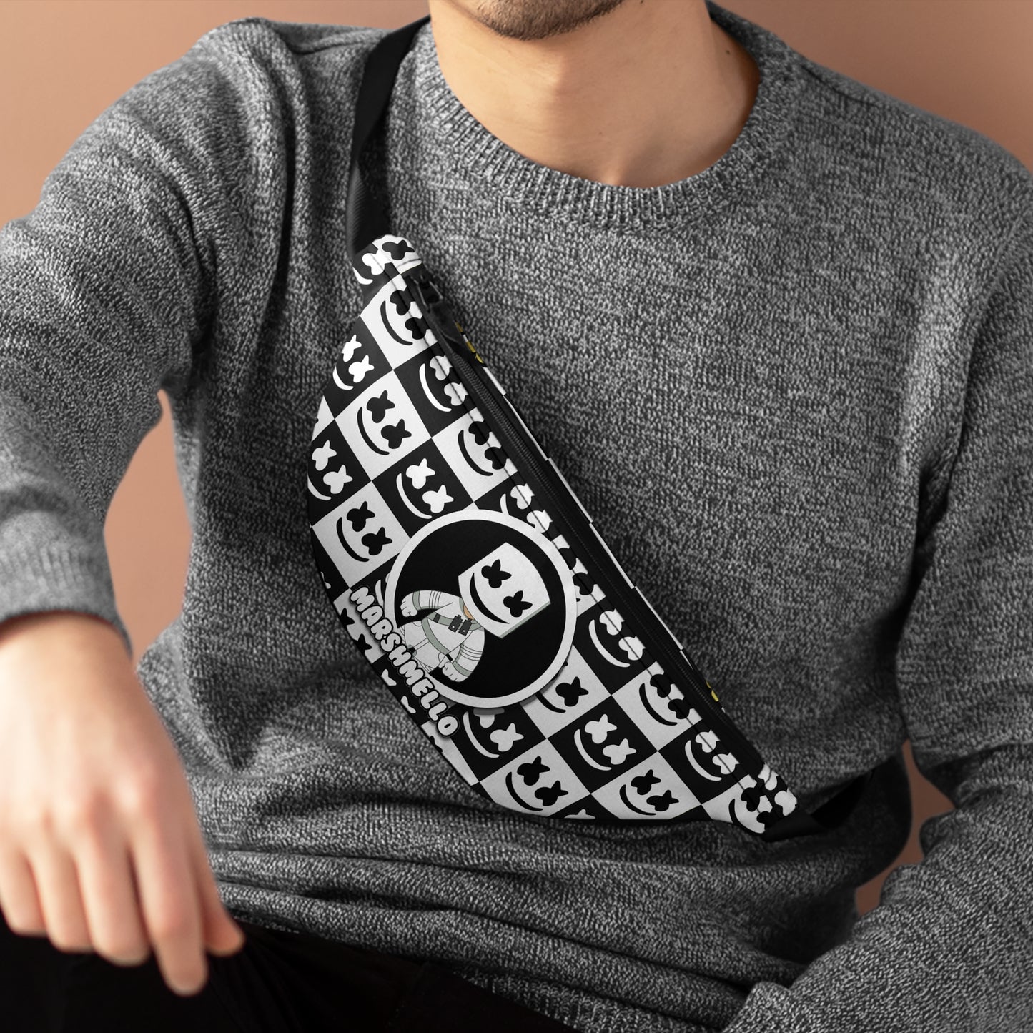 Adjustable Marshmello Zipper Fanny Pack for Party Rave Music Festival Concert Essential Item Men and Women