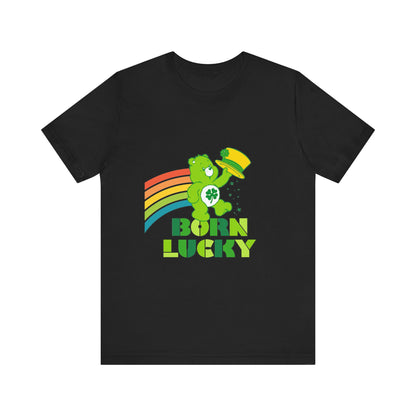 Born Lucky Cotton Jersey Short Sleeve Tee Mens Womens Unisex