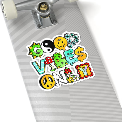 Good Vibes Only Hippie waterproof Decal no-bubble sticker for car, laptop, book, water bottle, etc