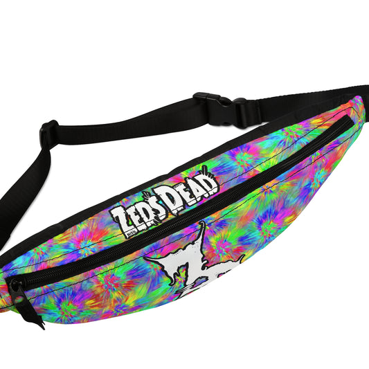 Adjustable Zed's Dead Tie Dye Zipper Fanny Pack for Party Rave Music Festival Concert Essential Item Men and Women