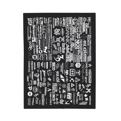 Personalized EDM Artist Logo Collage Throw Blanket for Rave, Music Festival, Concert