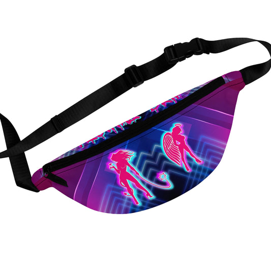 Black Light Reactive Neon Angel Devil Rave Fanny Pack by Festival Drip