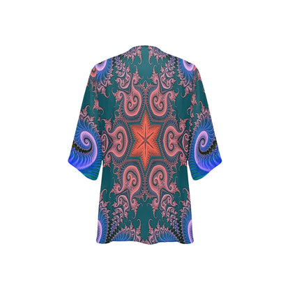 Fractals Women's Psychedelic Kimono Chiffon Cover Up
