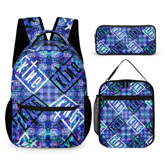 Psychedelic Backpack, Lunchbox, and Wallet Three piece set combination Travel Bag Package Set