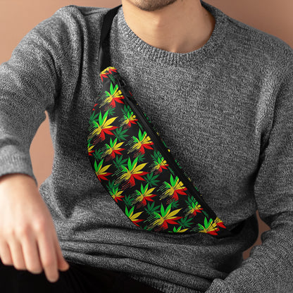 Rasta Colors Drippy Weed Fanny Pack, Red Green Yellow