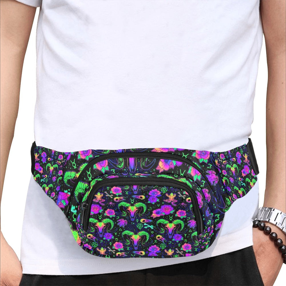 Ultimate Festival Fanny Pack Psychedelic Blacklight Glow Waist Travel Sling Bag for Men Women Unisex