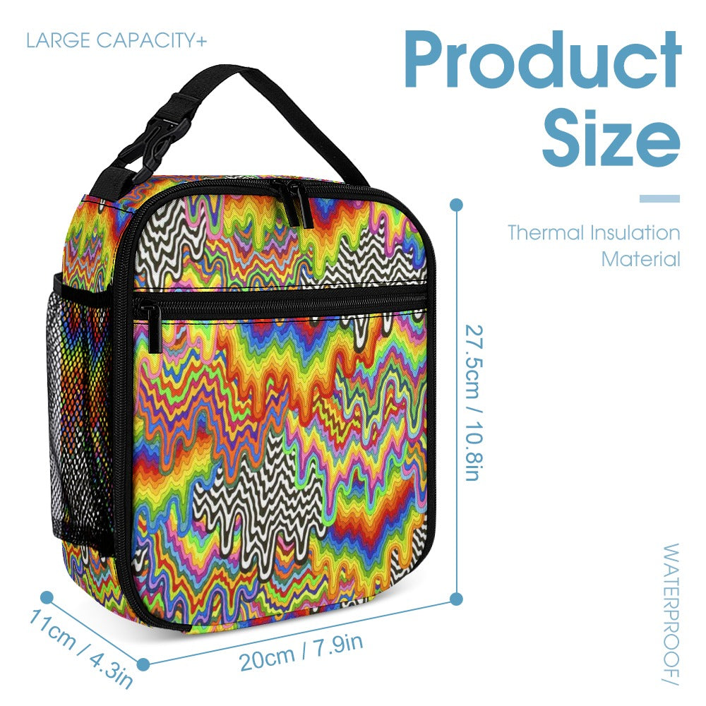 Psychedelic Backpack, Lunchbox, and Wallet Three piece set combination Travel Bag Package Set