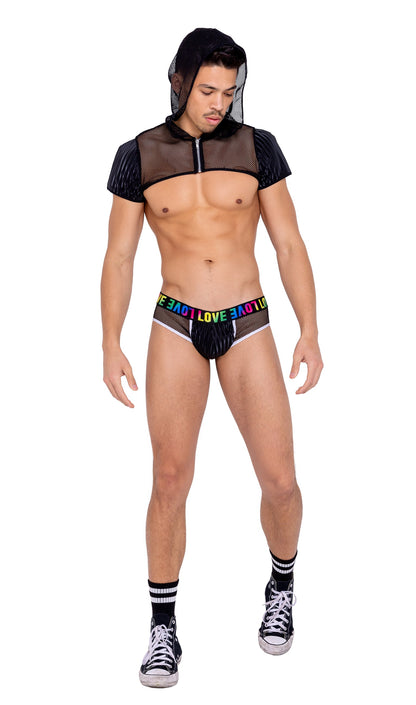 Men’s Fishnet Cropped Hoodie
