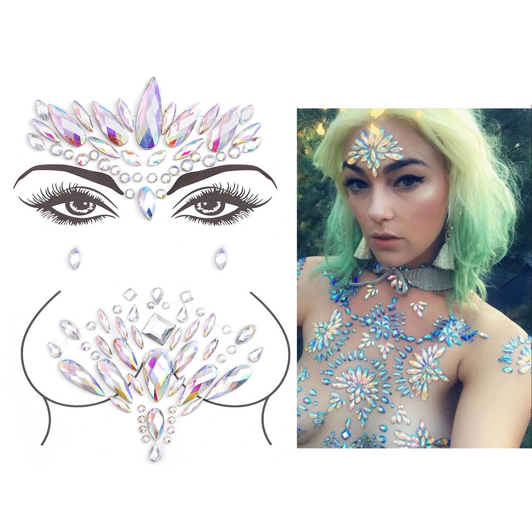 Iridescent Body Jewelry Nipple Pasties Face Crystals