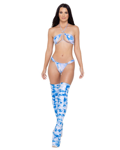 Cloud Print Thong Back Shorts