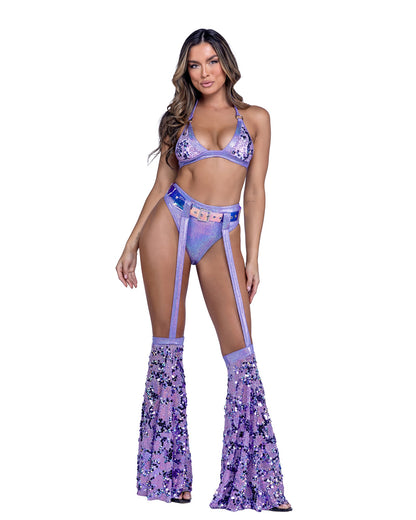 Sparkly Sequins Halter Bikini Rave Top