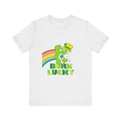 Born Lucky Cotton Jersey Short Sleeve Tee Mens Womens Unisex