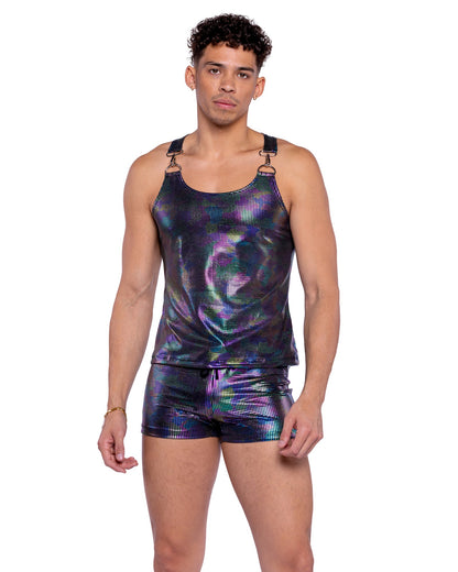 Mens Rainbow Shimmer Camouflage Rave Tank