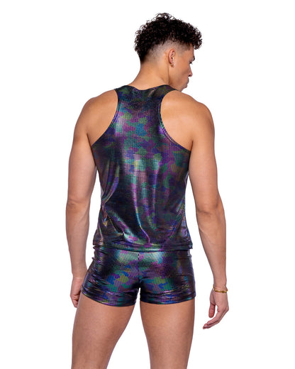 Mens Rainbow Shimmer Camouflage Rave Tank