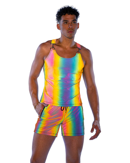 Mens Iridescent Rainbow Reflective Rave Tank