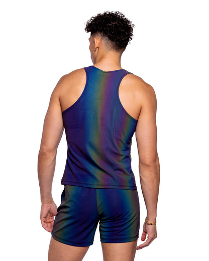 Mens Iridescent Rainbow Reflective Rave Tank