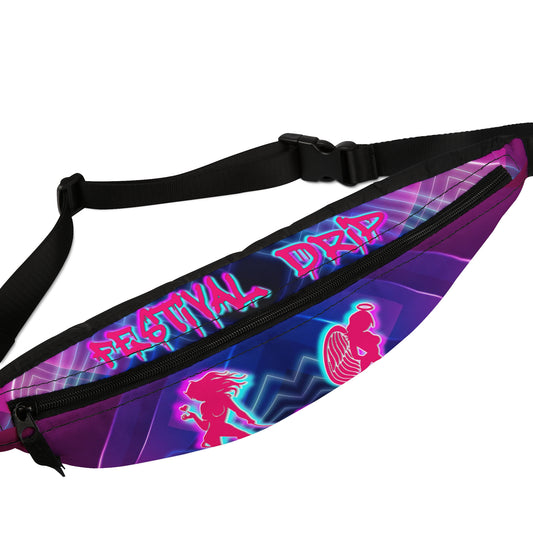 Black Light Reactive Neon Angel Devil Rave Fanny Pack by Festival Drip