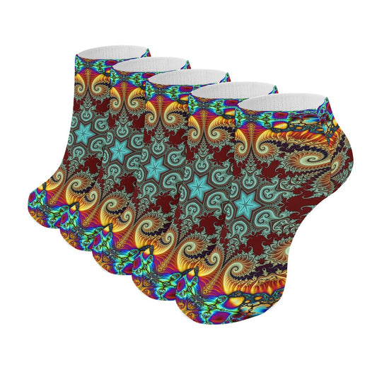 The Perfect Music Festival Socks (5 Pairs) Sweat-proof, Odor-proof, Breathable Spirit Molecule Kaleidoscope Socks