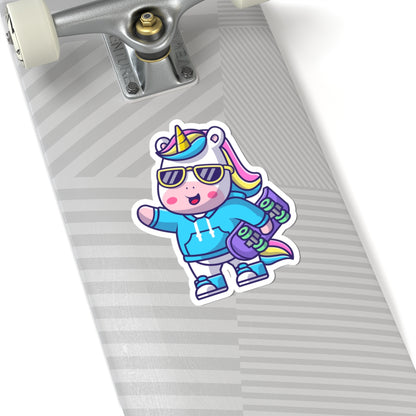 Cool Rave Unicorn Skateboard Sticker Decal