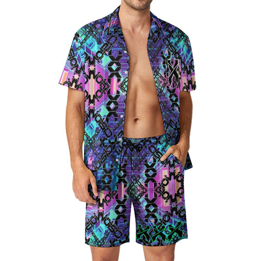 Excision Rave Outfit Set for Men Pocket Shorts and Shirt