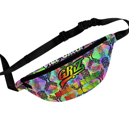 Adjustable Griz Tie Dye Zipper Fanny Pack for Party Rave Music Festival Concert Essential Item Men and Women