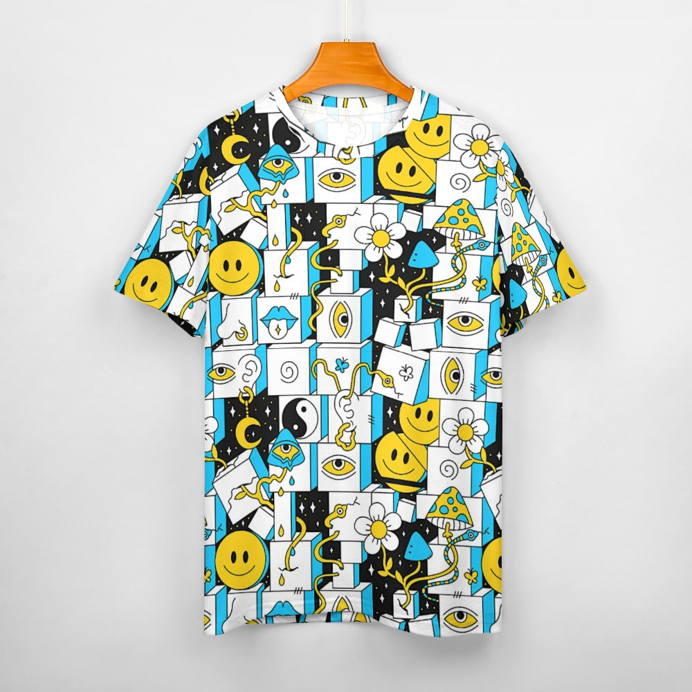 Men's Acid Wave Fitted Rave Shirt Super Soft Breathable Sweat-Proof Odor-Resistant Music Festival Tee
