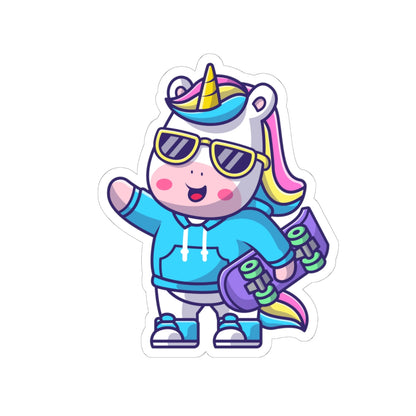 Cool Rave Unicorn Skateboard Sticker Decal