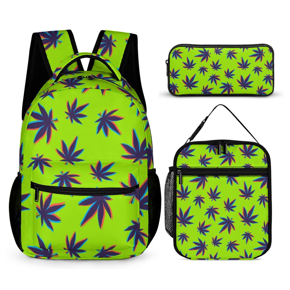 Psychedelic Backpack, Lunchbox, and Wallet Three piece set combination Travel Bag Package Set