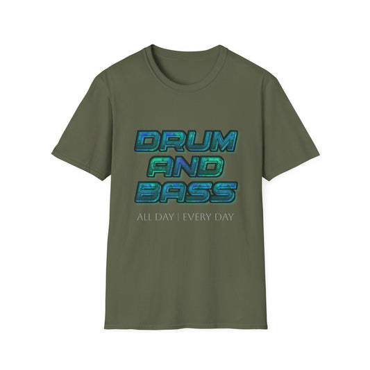 Drum and Bass All Day Every Day Softstyle T-Shirt DnB Mens Womens Unisex Music Lover Gift, Rave Apparel, Festival Wear, Streetwear