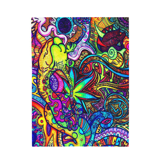 Psychedelic Hand Drawn Velveteen Plush Throw Blanket