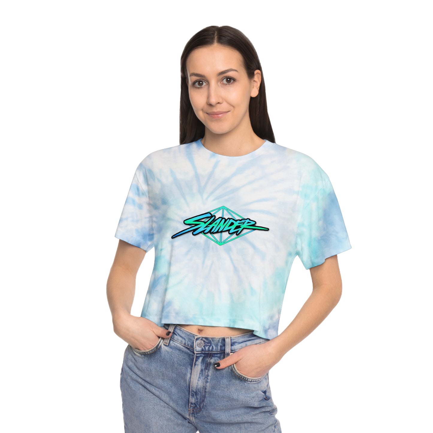 Slander Women's Tie-Dye Crop Top Sweat Proof Rave Music Festival Shirt