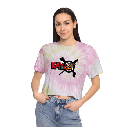 Kayzo Women's Tie-Dye Crop Top Sweat Proof Rave Music Festival Shirt