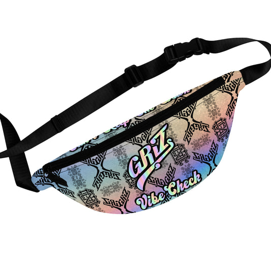 Adjustable Griz Holographic Zipper Fanny Pack for Party Rave Music Festival Concert Essential Item Men and Women