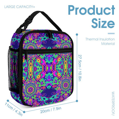 Psychedelic Backpack, Lunchbox, and Wallet Three piece set combination Travel Bag Package Set