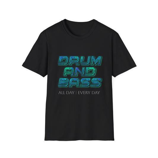 Drum and Bass All Day Every Day Softstyle T-Shirt DnB Mens Womens Unisex Music Lover Gift, Rave Apparel, Festival Wear, Streetwear