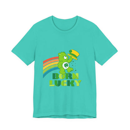 Born Lucky Cotton Jersey Short Sleeve Tee Mens Womens Unisex