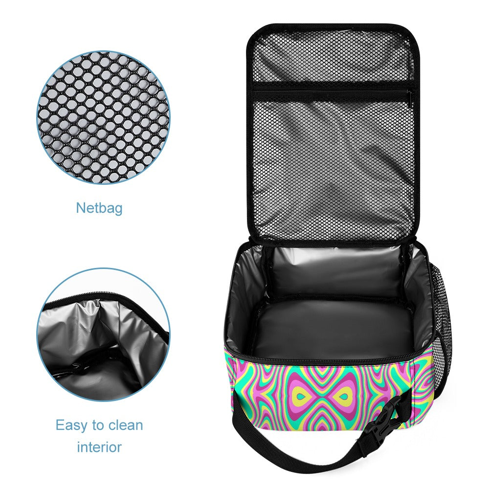 Psychedelic Backpack, Lunchbox, and Wallet Three piece set combination Travel Bag Package Set
