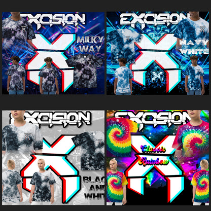 Excision Embroidery Tie Dye Rave T-Shirt for Headbanger Men Women Unisex
