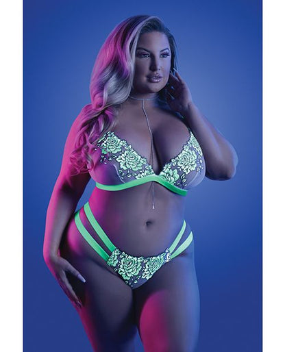 Glow Night Vision Glow in the Dark Bralette & Cage Panty