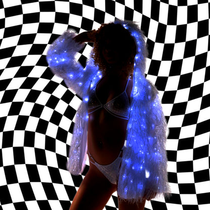 Light-up Faux Fur Shag Hoodie Coat