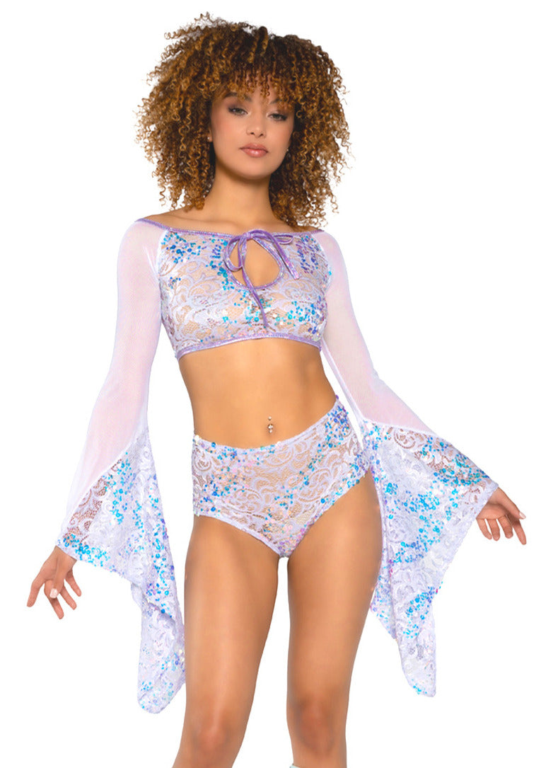 Sequin Lace High-Waist Short